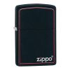 Zippo Windproof Lighter Black Matte w/Zippo Logo & Red Border