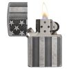 Zippo Windproof Lighter U.S. Flag Armor Case  Antique Slilver Plate Finish