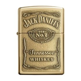 Zippo Windproof Lighter Jack Daniel'sÂ® Label-Brass Emblem High Polish Brass