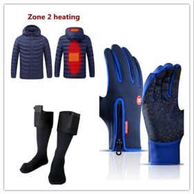Winter Gloves Touch Screen Riding Motorcycle Sliding Waterproof Sports Gloves With Fleece (Option: Blue set-L)