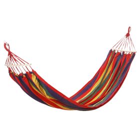 Double Hammock 2 Person Canvas Hanging Hammock Swing¥d with Carrying Bag Hold 330LBS for Camping Travel Beach (Option: DoubleHammockRed)