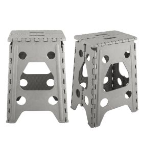 2 Pack 17.91In High Step Stool Folding Stepping Stool Lightweight Plastic Step Stool with Handle Non-slip for Kitchen Bathroom (Option: 2PcsStepStoolGrey)