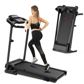 Home Folding Treadmill With Pulse Sensor (Option: Black)