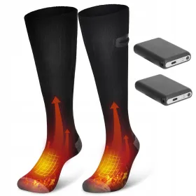 Electric Heated Socks For Men Women Battery Powered Heated Socks Rechargeable Feet Warmer With 4 Temperature Levels Indoor Outdoor Machine Washab (Option: Black)