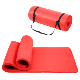 Only Supports Self Pickup-Yoga Mat, One Inch Thickened High-density Practice Mat, Tear-resistant Practice Yoga Mat With Straps, Suitable For All (Option: Red)