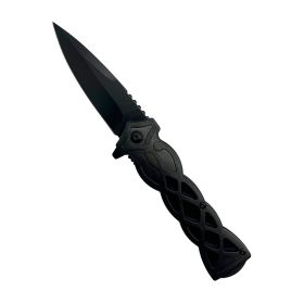 3.75" Weave Pattern Knife With ABS Handle (Color: Black)