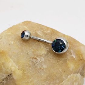 Puncture Hypoallergenic Titanium Steel Navel Buckle Belly Nail (Option: Blue)