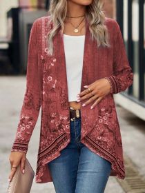 Shawl Small Suit Cardigan Outer Wear Ethnic Style (Option: Red-L)